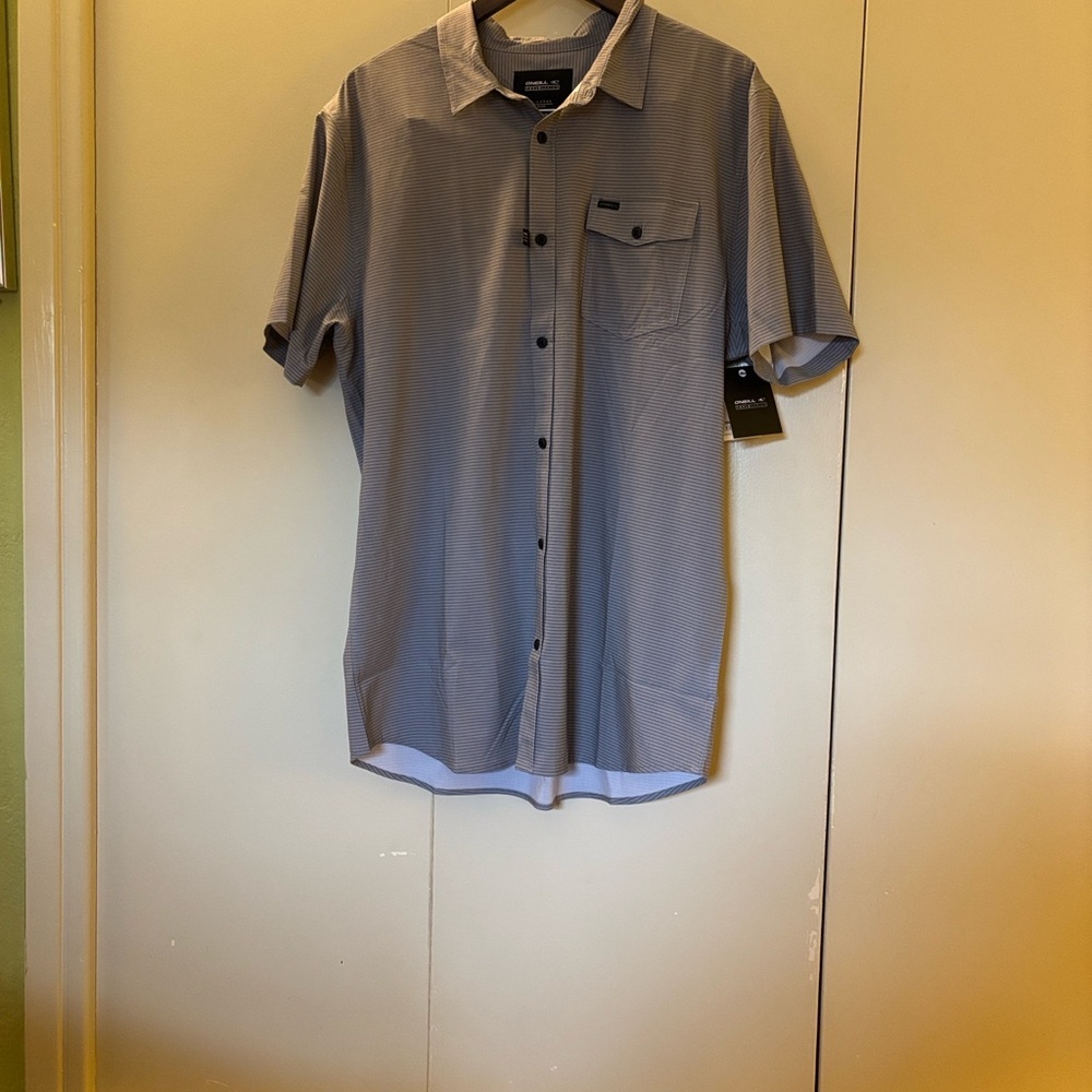 O'Neill Men's Traverse Hybrid Black and Gray Button Down Shirt XL